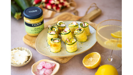 Roulés de courgette au fromage frais et moutarde à l’estragon